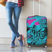 Personalized Ride Like a Girl Luggage Cover Motocross Graphic and Turquoise Pink Graffiti Design - Wonder Print Shop