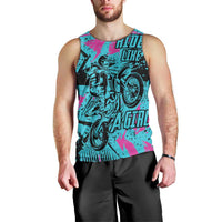 Personalized Ride Like a Girl Men Tank Top Motocross Graphic and Turquoise Pink Graffiti Design - Wonder Print Shop