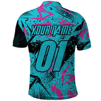 Personalized Ride Like a Girl Polo Shirt Motocross Graphic and Turquoise Pink Graffiti Design - Wonder Print Shop