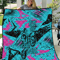 Personalized Ride Like a Girl Quilt Motocross Graphic and Turquoise Pink Graffiti Design - Wonder Print Shop