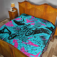 Personalized Ride Like a Girl Quilt Motocross Graphic and Turquoise Pink Graffiti Design - Wonder Print Shop