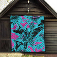 Personalized Ride Like a Girl Quilt Motocross Graphic and Turquoise Pink Graffiti Design - Wonder Print Shop