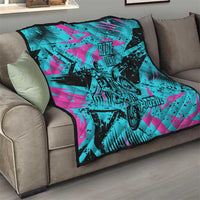 Personalized Ride Like a Girl Quilt Motocross Graphic and Turquoise Pink Graffiti Design - Wonder Print Shop