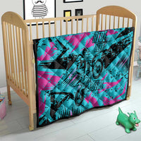 Personalized Ride Like a Girl Quilt Motocross Graphic and Turquoise Pink Graffiti Design - Wonder Print Shop