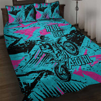 Personalized Ride Like a Girl Quilt Bed Set Motocross Graphic and Turquoise Pink Graffiti Design - Wonder Print Shop