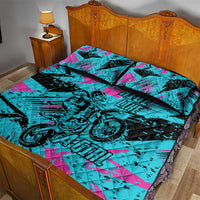 Personalized Ride Like a Girl Quilt Bed Set Motocross Graphic and Turquoise Pink Graffiti Design - Wonder Print Shop