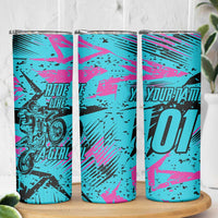 Personalized Ride Like a Girl Skinny Tumbler Motocross Graphic and Turquoise Pink Graffiti Design - Wonder Print Shop