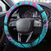 Ride Like a Girl Steering Wheel Cover Motocross Graphic and Turquoise Pink Graffiti Design - Wonder Print Shop