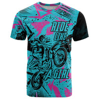 Personalized Ride Like a Girl T Shirt Motocross Graphic and Turquoise Pink Graffiti Design - Wonder Print Shop