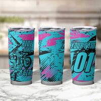 Personalized Ride Like a Girl Tumbler Cup Motocross Graphic and Turquoise Pink Graffiti Design - Wonder Print Shop