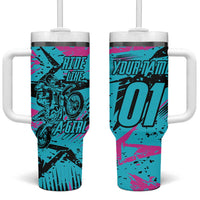 Personalized Ride Like a Girl Tumbler With Handle Motocross Graphic and Turquoise Pink Graffiti Design - Wonder Print Shop