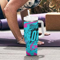 Personalized Ride Like a Girl Tumbler With Handle Motocross Graphic and Turquoise Pink Graffiti Design - Wonder Print Shop