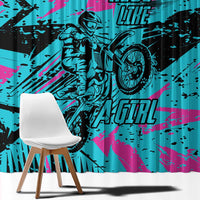 Personalized Ride Like a Girl Window Curtain Motocross Graphic and Turquoise Pink Graffiti Design - Wonder Print Shop