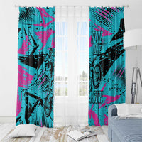 Personalized Ride Like a Girl Window Curtain Motocross Graphic and Turquoise Pink Graffiti Design - Wonder Print Shop