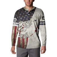 Walleye Fishing Button Sweatshirt American Flag Vintage Design and Custom Name Option - Wonder Print Shop