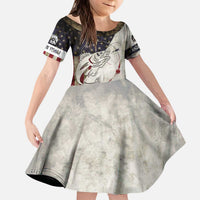 Walleye Fishing Kid Short Sleeve Dress American Flag Vintage Design and Custom Name Option - Wonder Print Shop