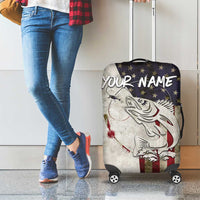 Walleye Fishing Luggage Cover American Flag Vintage Design and Custom Name Option - Wonder Print Shop
