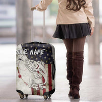 Walleye Fishing Luggage Cover American Flag Vintage Design and Custom Name Option - Wonder Print Shop