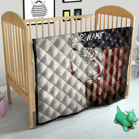 Walleye Fishing Quilt American Flag Vintage Design and Custom Name Option - Wonder Print Shop