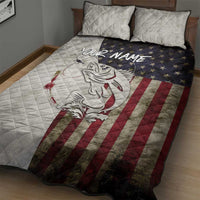 Walleye Fishing Quilt Bed Set American Flag Vintage Design and Custom Name Option - Wonder Print Shop