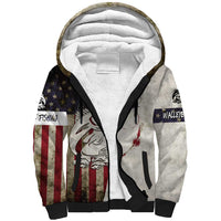 Walleye Fishing Sherpa Hoodie American Flag Vintage Design and Custom Name Option - Wonder Print Shop