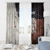 Walleye Fishing Window Curtain American Flag Vintage Design and Custom Name Option - Wonder Print Shop