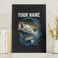 Striped Bass Jumping Canvas Wall Art Blue Splash Graphic and Custom Name Design - Wonder Print Shop