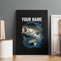 Striped Bass Jumping Canvas Wall Art Blue Splash Graphic and Custom Name Design - Wonder Print Shop