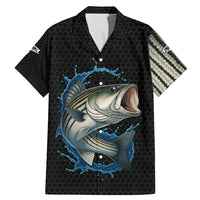 Striped Bass Jumping Family Matching Mermaid Dress and Hawaiian Shirt Blue Splash Graphic and Custom Name Design - Wonder Print Shop