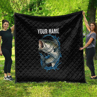 Striped Bass Jumping Quilt Blue Splash Graphic and Custom Name Design - Wonder Print Shop