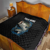 Striped Bass Jumping Quilt Blue Splash Graphic and Custom Name Design - Wonder Print Shop