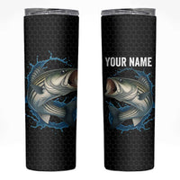 Striped Bass Jumping Skinny Tumbler Blue Splash Graphic and Custom Name Design - Wonder Print Shop