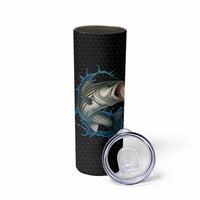 Striped Bass Jumping Skinny Tumbler Blue Splash Graphic and Custom Name Design - Wonder Print Shop