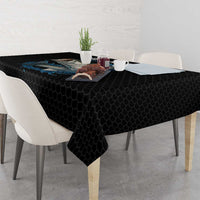 Striped Bass Jumping Tablecloth Blue Splash Graphic and Custom Name Design - Wonder Print Shop