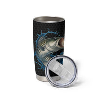 Striped Bass Jumping Tumbler Cup Blue Splash Graphic and Custom Name Design - Wonder Print Shop