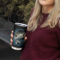 Striped Bass Jumping Tumbler Cup Blue Splash Graphic and Custom Name Design - Wonder Print Shop