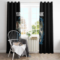 Striped Bass Jumping Window Curtain Blue Splash Graphic and Custom Name Design - Wonder Print Shop