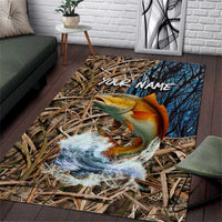 Redfish Splashing in Marsh Grass Area Rug Custom Name and Nature Background Design - Wonder Print Shop