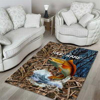 Redfish Splashing in Marsh Grass Area Rug Custom Name and Nature Background Design - Wonder Print Shop