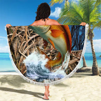 Redfish Splashing in Marsh Grass Beach Blanket Custom Name and Nature Background Design - Wonder Print Shop