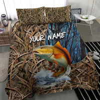 Redfish Splashing in Marsh Grass Bedding Set Custom Name and Nature Background Design - Wonder Print Shop