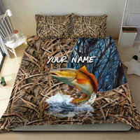Redfish Splashing in Marsh Grass Bedding Set Custom Name and Nature Background Design - Wonder Print Shop