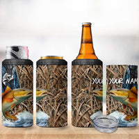 Redfish Splashing in Marsh Grass 4 in 1 Can Cooler Tumbler Custom Name and Nature Background Design - Wonder Print Shop