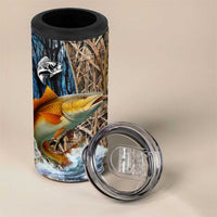 Redfish Splashing in Marsh Grass 4 in 1 Can Cooler Tumbler Custom Name and Nature Background Design - Wonder Print Shop