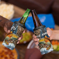 Redfish Splashing in Marsh Grass 4 in 1 Can Cooler Tumbler Custom Name and Nature Background Design - Wonder Print Shop