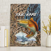 Redfish Splashing in Marsh Grass Canvas Wall Art Custom Name and Nature Background Design - Wonder Print Shop