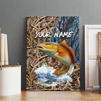 Redfish Splashing in Marsh Grass Canvas Wall Art Custom Name and Nature Background Design - Wonder Print Shop