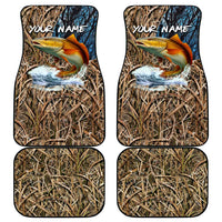 Redfish Splashing in Marsh Grass Car Mats Custom Name and Nature Background Design - Wonder Print Shop