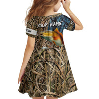 Redfish Splashing in Marsh Grass Family Matching Tank Maxi Dress and Hawaiian Shirt Custom Name and Nature Background Design - Wonder Print Shop