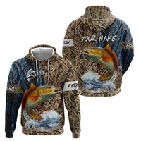 Redfish Splashing in Marsh Grass Hoodie Custom Name and Nature Background Design - Wonder Print Shop
